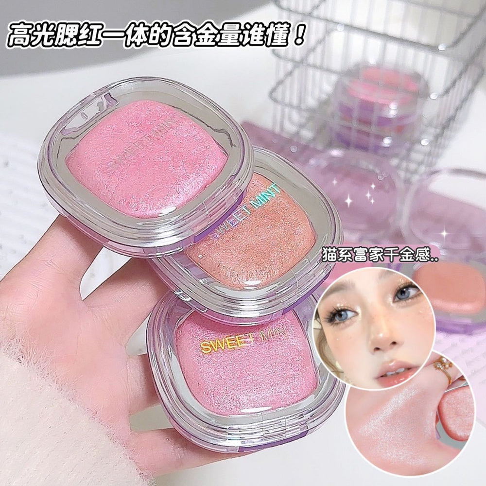 Sweet mint explosive highlight powder clear brightening facial hydrating skin pearlescent stereo eyeshadow silkworm repair palette