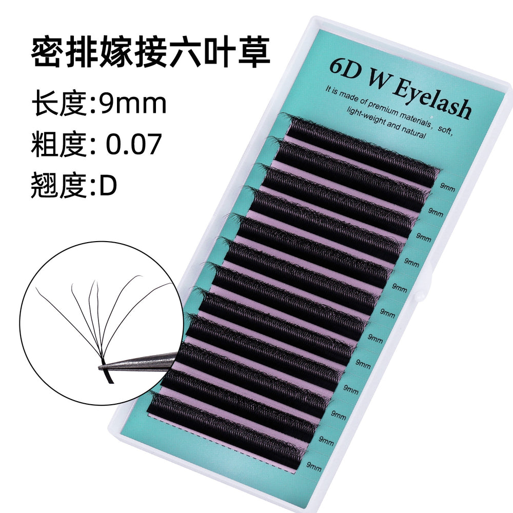 European and american style self-applying eyelash extensions 0.07 black matte d curl soft 6d w shape eye beauty false eyelashes semi-permanent