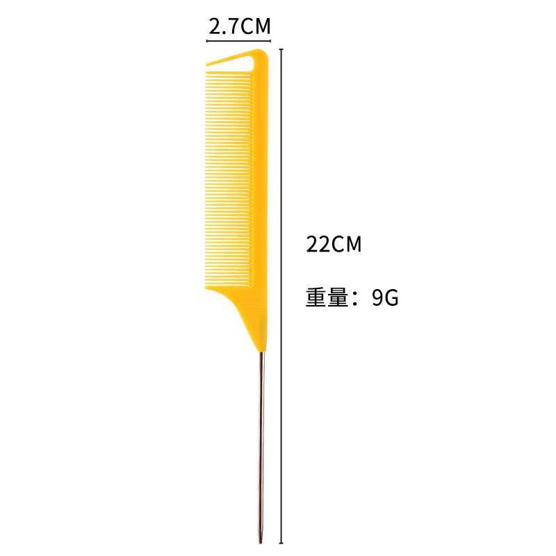 Hair comb sectioning highlight pointed tail steel needle comb tony cover hairdresser hair comb colorful wig comb wholesale