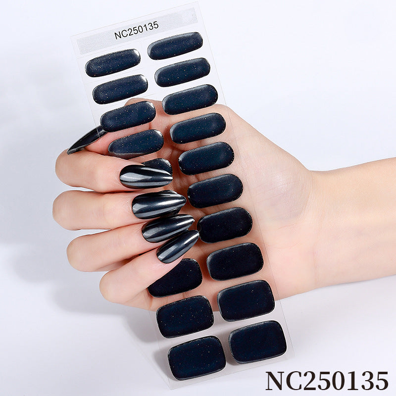 Zhengxiang custom gel nail stickers - waterproof, cross-border, european & american style, sparkling magic mirror powder, uv semi-cured nail stickers, gel nail
