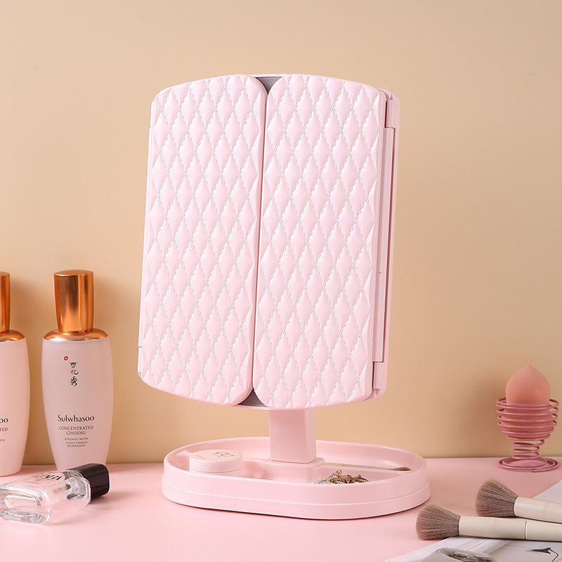 Led makeup mirror with light, rechargeable vanity mirror, desktop rotating fill light mirror, plastic storage, home & living