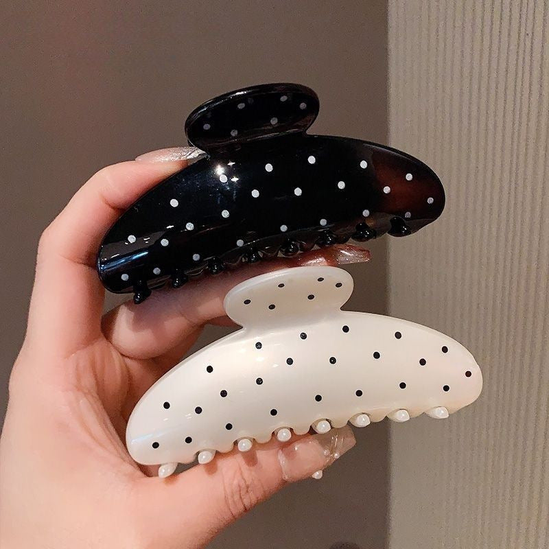 Women's frenchclassy polka dot shell casualfashioneasiest for match multi-hair sweet large back shark clip hair accessories