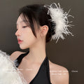Pure desire ins style ostrich feather hairpin, back of the head, hair clip, headwear, shark clip, super fairy, high-end hair accessories