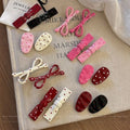 [20-piece set] anker red bow hair clip new sweet forehead bangs side clip duckbill clip hairpin