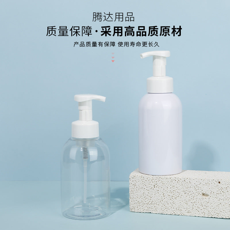 Pet 500ml foaming pump head hand soap bottle empty plastic bottle for dispensing facial cleanser foam custom bottle
