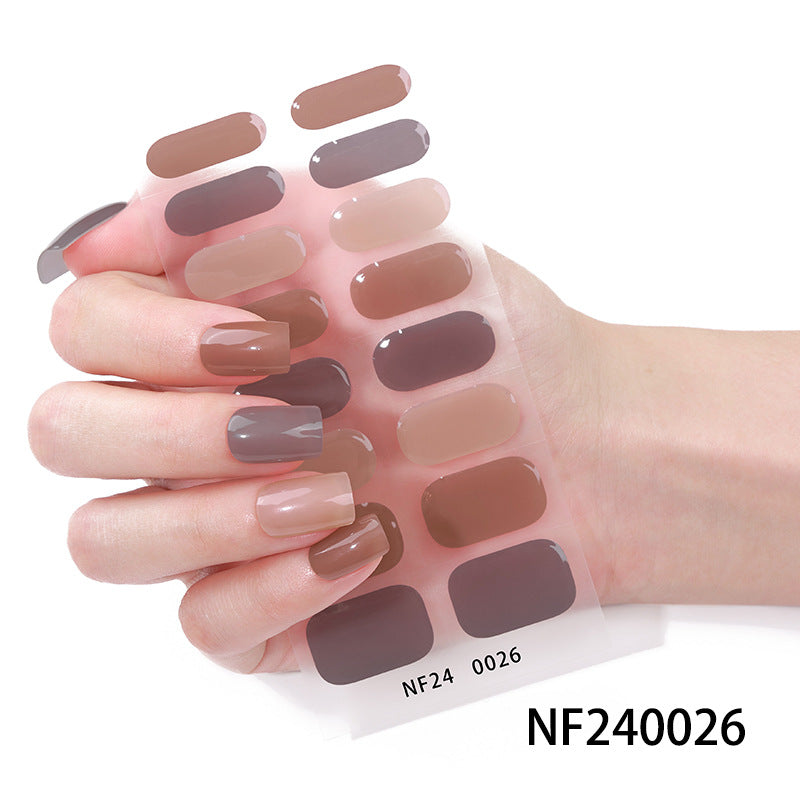Gel manicure stickers 16 stickers semi-cured phototherapy stickers full stickers semi-baked nail stickers ready-made 5d jewelry ice transparent finished product