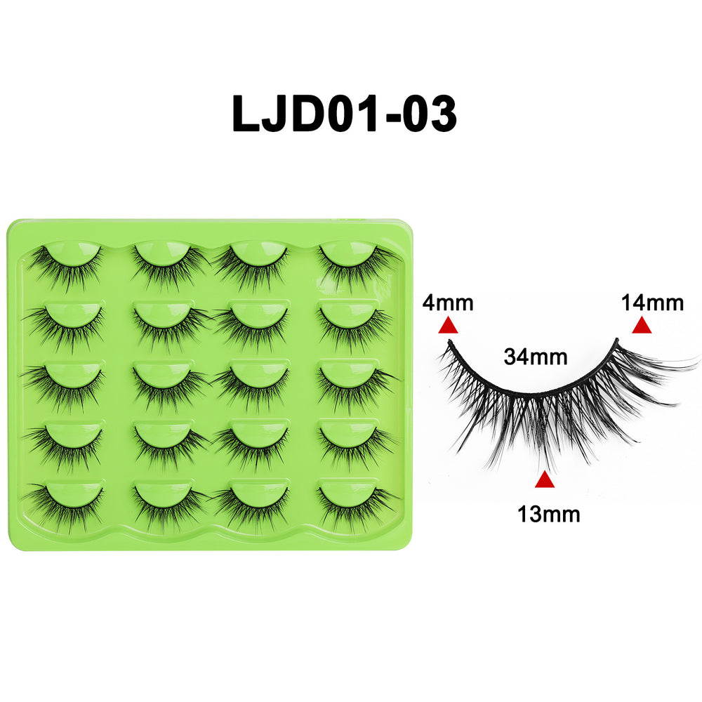 fox style false eyelashes glue style 10 pairs of fashion thick oblique flying stage makeup hard stem false eyelashes one piece
