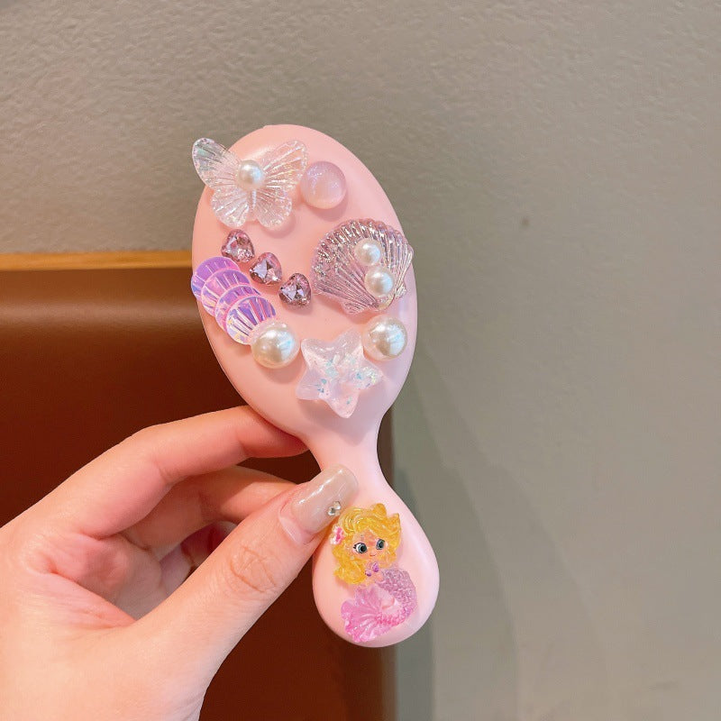 Kids' snow & ice cartoon air cushion comb - cute, portable, anti-static, gentle hair massage for girls, perfect for school