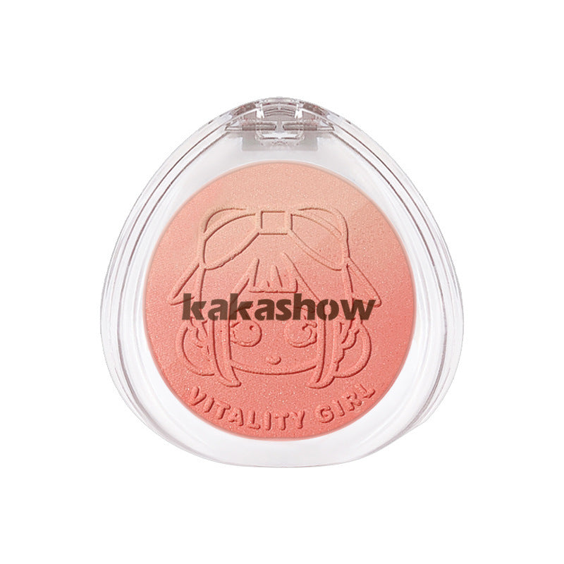 Kakashow vitality girl gradient blush matte fine shimmer student party daily whitening peach milk tea color rouge