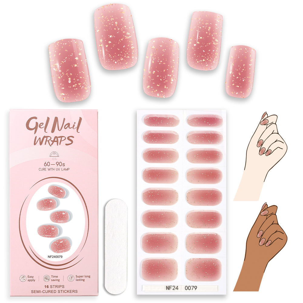 Zhengxiang custom gel nail art stickers waterproof uv light therapy nail polish film ins semi-cured nail stickers wholesale