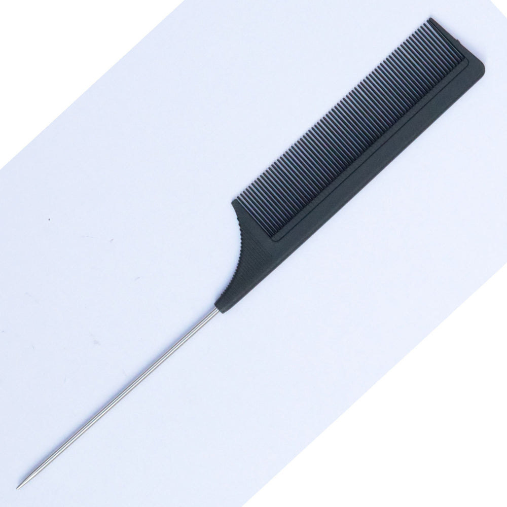 in stock steel needle comb pointed tail comb high temperature resistant highlighting hair distribution long tail comb hair cutting sectioning comb hairdressing styling comb