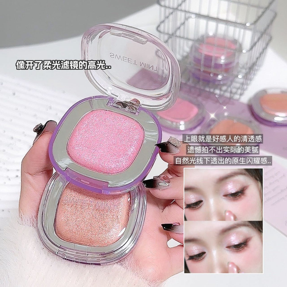 Sweet mint explosive highlight powder clear brightening facial hydrating skin pearlescent stereo eyeshadow silkworm repair palette