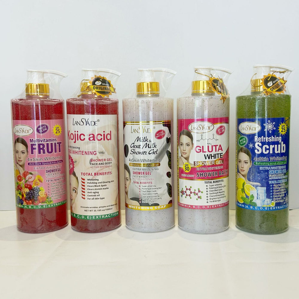 English body wash 1000ml scrub shower gel brightens skin, removes blackness, silky skin, rich foam, exfoliates