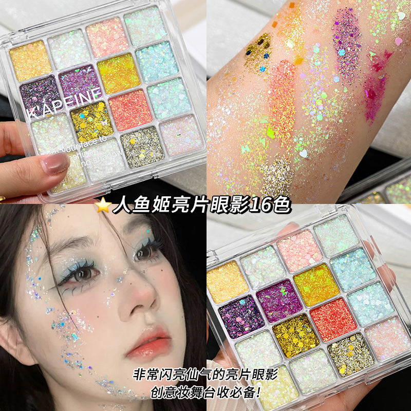 Capel 25-color mermaid glitter eyeshadow palette - non-flying, pearlescent, explosive shimmer, sparkling performance makeup, mermaid glitter