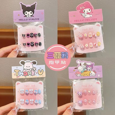 New arrivalkids manicure accessories kuromi wearable nails cute children melody nail stickers stereo pacha dog
