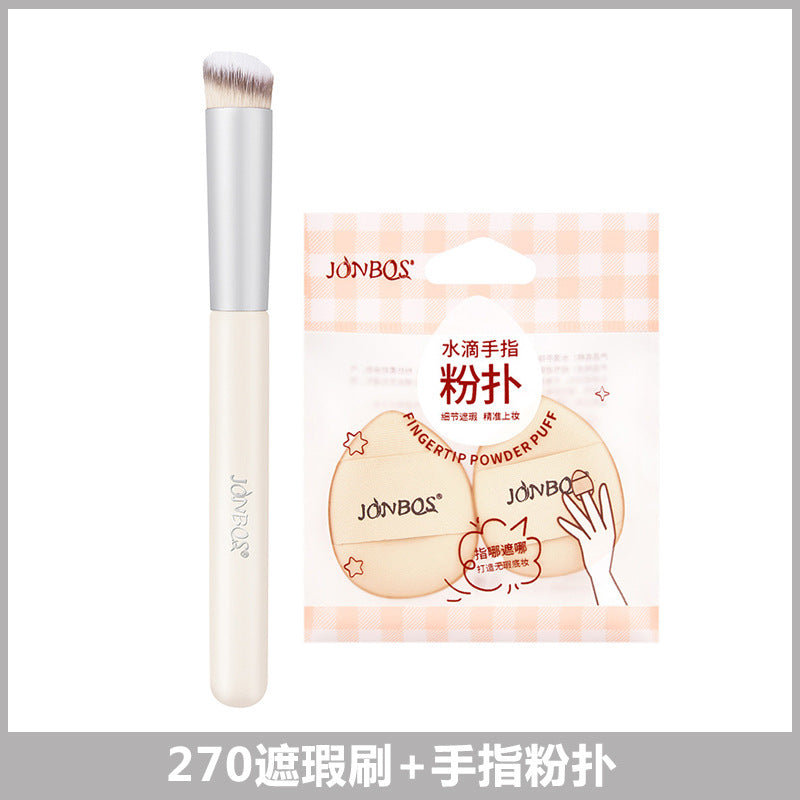 Jonbos white pole wooden handle 270 concealer brush poke brush portable makeup artist special makeup brush soft bristles round head