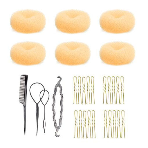 Amazon bestseller: 30-piece donut hair styling kit - bun maker & u-pin hair extension set