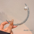 Chinese style crescent moon hairpin, bun head, pearl silver hairpin, classy chinese ancient style crescent moon hairpin, headdress