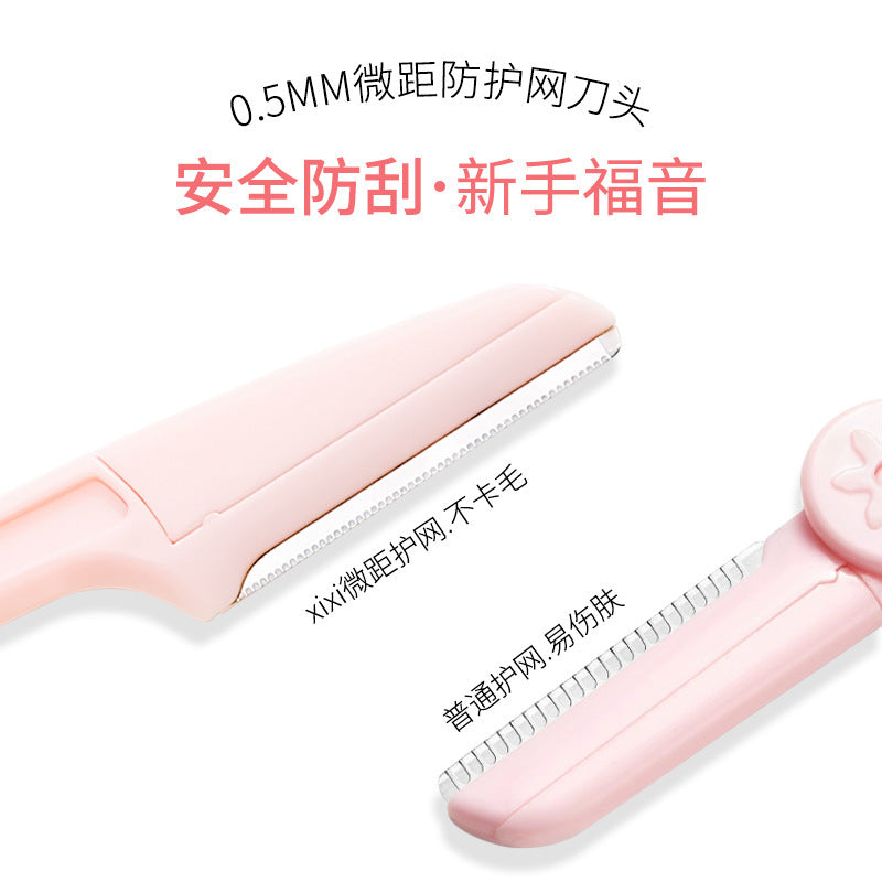 Xixi portable foldable eyebrow trimmer - safe, scratch-resistant stainless steel eyebrow razor for beginners - 3-piece set
