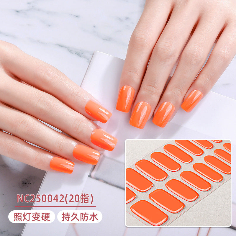 Zhengxiang custom gel nail stickers - waterproof solid color, european & american style, cross-border uv light therapy, semi-cured, full cover nail art stickers