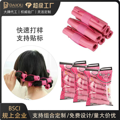 Sleeping curling handy gadget, soft and non-pressing, self-adhesive rubber, heat-free curling iron, diy styling, large pear flower curls