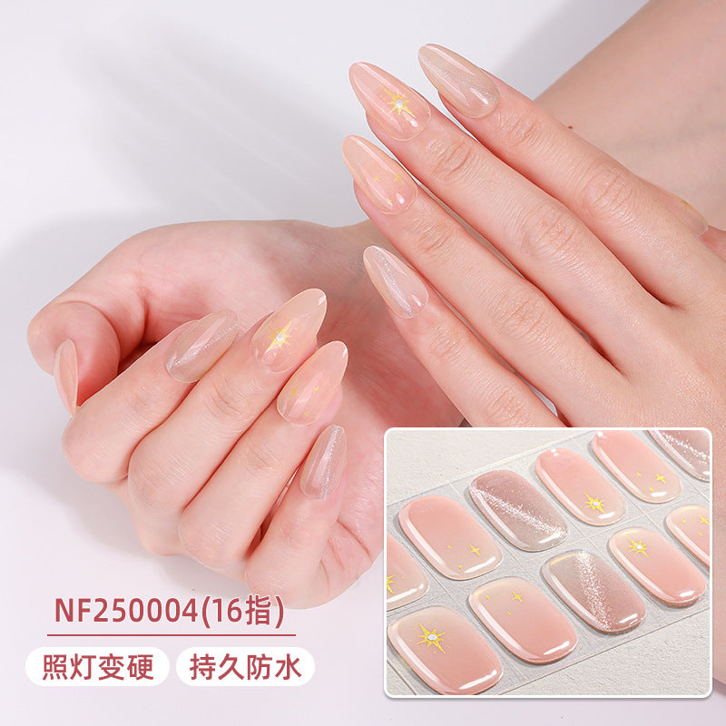 Zhengxiang custom gel nail stickers - european & american leopard print, chasing light cat eye, sparkling uv light, semi-cured nail art stickers, waterproof