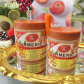 turmeric body scrub - softens cuticles, removes keratosis pilaris (chicken skin), moisturizes, brightens skin, cleansing bath & shower salt 350g