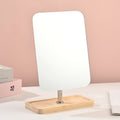 Bamboo wood storage makeup mirror wooden desktop home dressing mirror portable bedroom dormitory for home desktop mirror