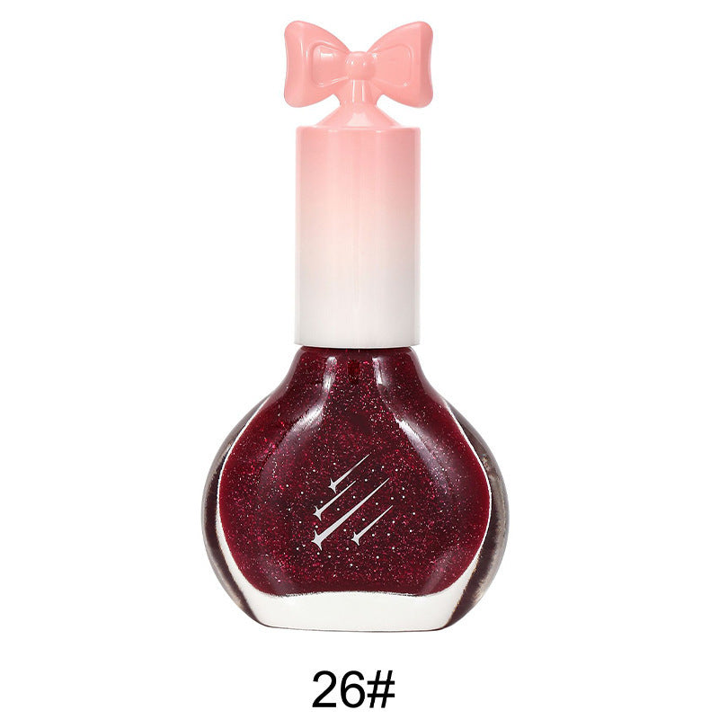 Nail polish, no baking, quick drying, non-tearable, nude color, sequined bottom oil, wine red cherry oily nail polish, wholesale