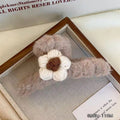 Stuffed gripper women's knitting flower fall and winter furry hair clip back of head 2026new arrival shark clip hair volume clip