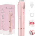 Waterproof rechargeable women's electric shaver, dual-head body groomer, wet & dry razor, cross-border hair removal device