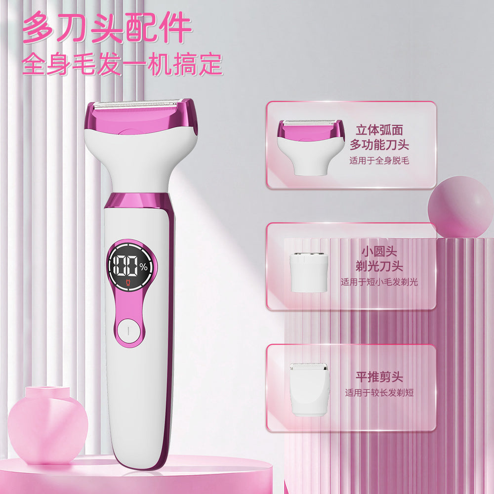 Multifunctional shaver with type-c charging base - 3-in-1 women's electric epilator for underarm, leg, and intimate area hair removal