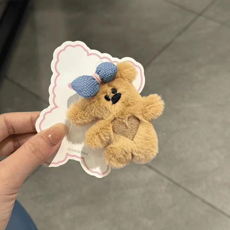 Cute plush doll bowsbear hairpin duckbill clip easiest for matchgirl heart bangs side clip cartoon hairpin
