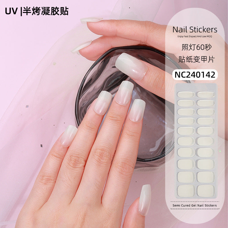 Zhengxiang custom gel nail stickers uv light therapy semi-cured nail art stickers second generation semi-cured nail stickers waterproof wholesale