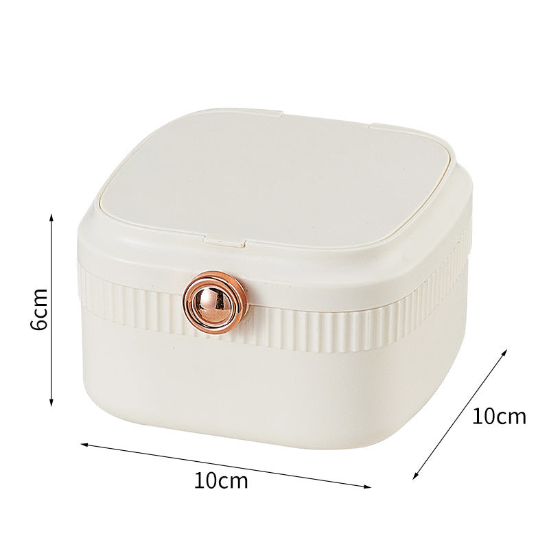 Dopamine jewelry storage makeup mirror plastic home multifunctional dustproof jewelry box desktop mirror