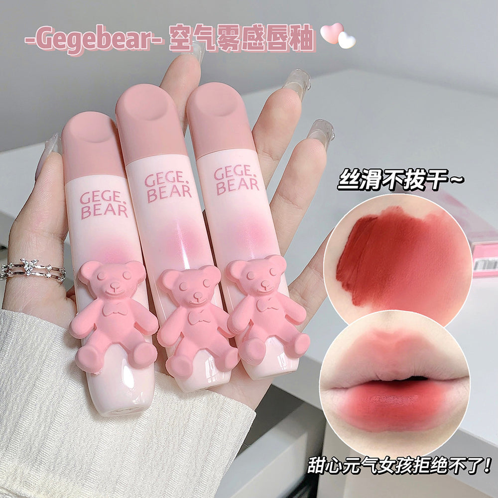 Gege bear tinted lip glaze - soft matte lip mud - perfect for students, no-makeup look, and brightening lips