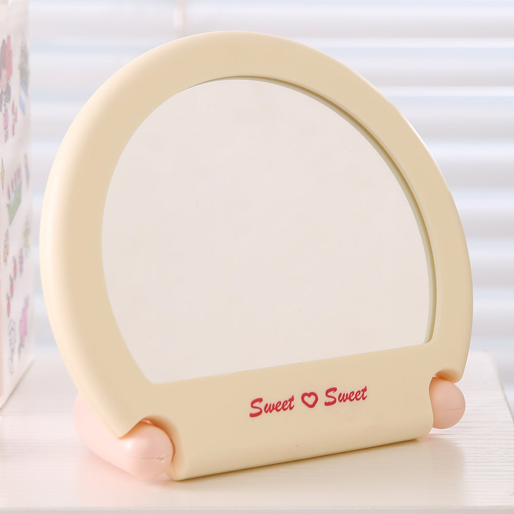 Girly heart handle bag mirror student dormitory can stand dressing mirror desktop beauty princess mirror desktop makeup mirror
