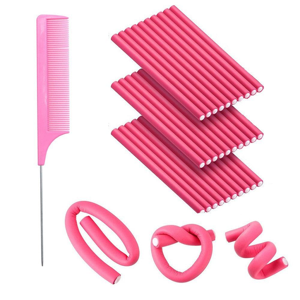 universal bar 18cm 31-piece curly hair set pointed tail comb hairdressing big wave curly hair set factory straight hair