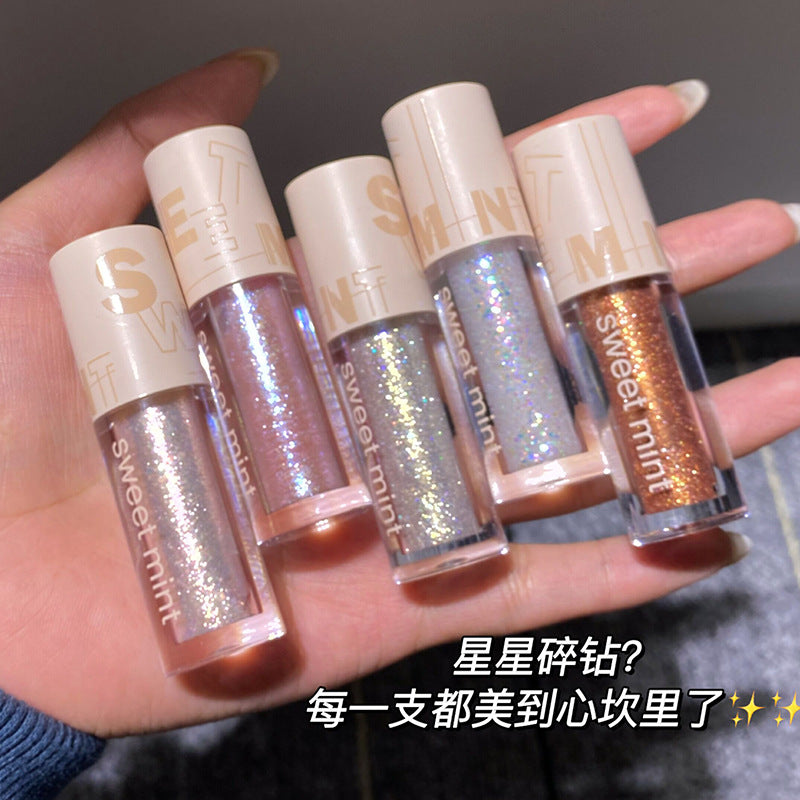 Sweet mint liquid eye shadow pearlescent fine glitter waterproof sparkling highlighter eye shadow liquid