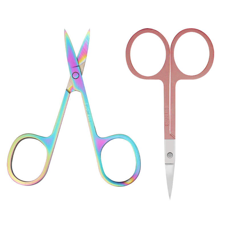 Colorful eyebrow scissors, gradient, lightweight, compact, sharp, trimming nose hair, eyelashes, eyebrow scissors, makeup tools