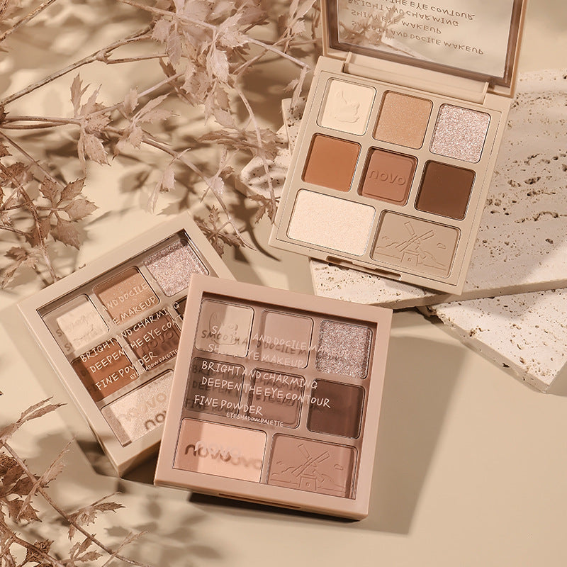 Novo eight-color eyeshadow palette - shimmer, fine glitter, crushed diamond, natural matte, contour, highlight, blush all-in-one palette - wholesale cosmetics