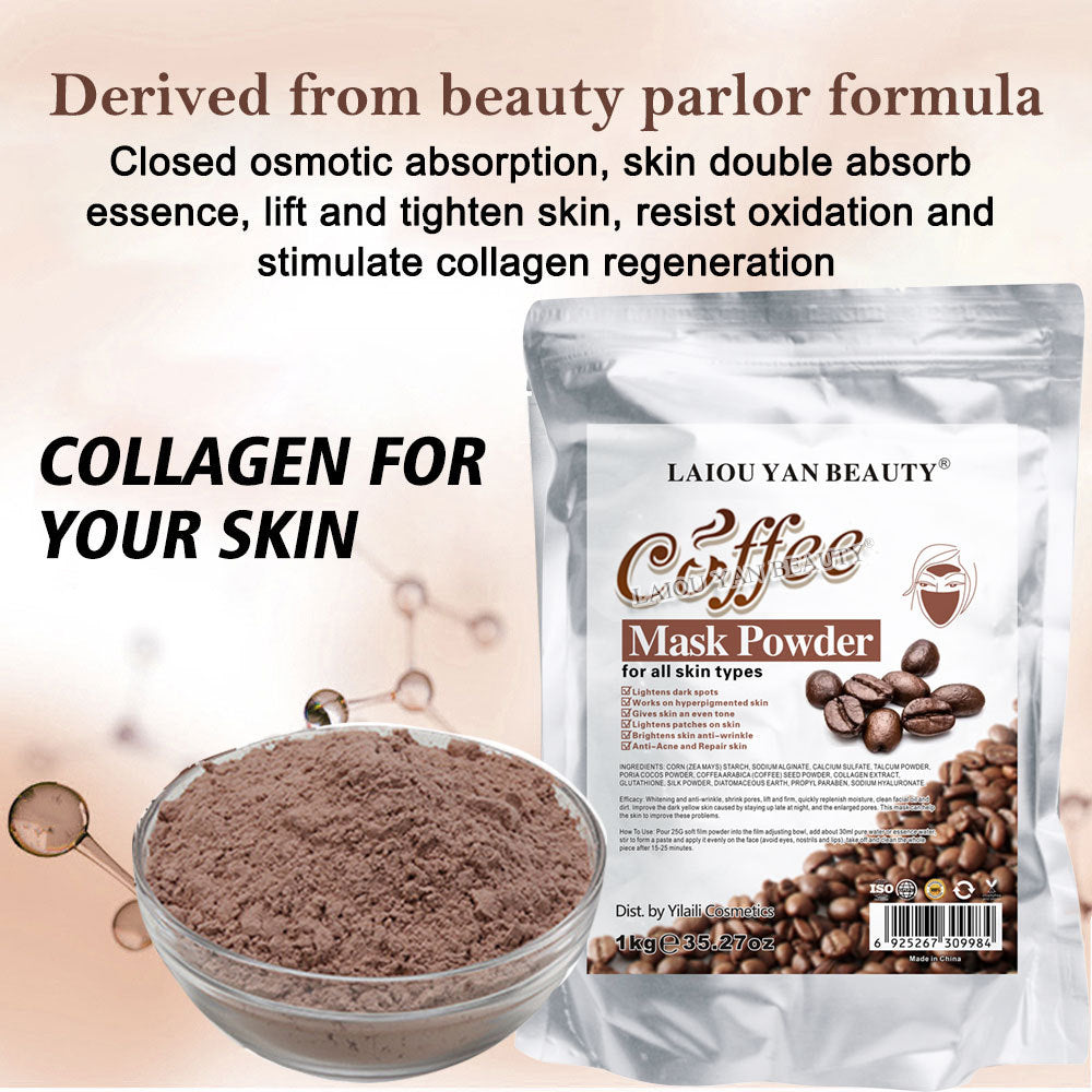 coffee brightening and moisturizing facial mask powder, hydrating and moisturizing skin, toning and skin care soft mask powder bag wholesale