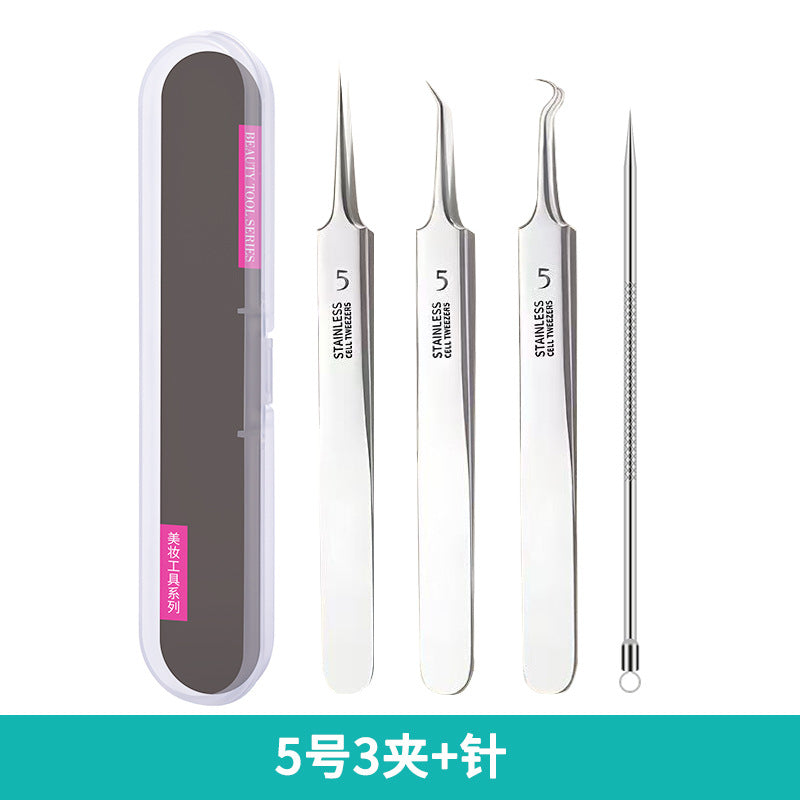 Factory direct stainless steel blackhead remover kit - includes ultra-fine tweezers, blackhead extractor, and acne pimple popping tool