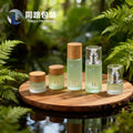 New arrival water transfer wood grain cover 120ml straight round lotion essence cosmetic glass bottle 30g cream refill bottle