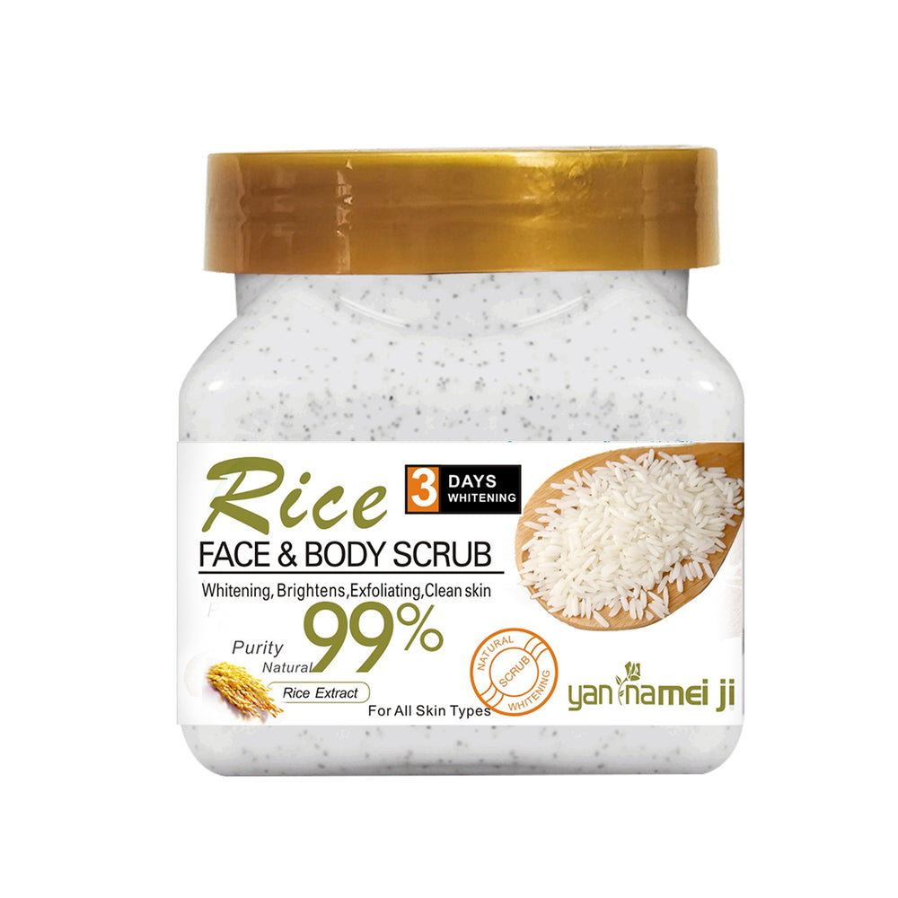 square bottle rice scrub to remove dead skin, clean fruit scrub to remove chicken skin, rose exfoliating cream 350g
