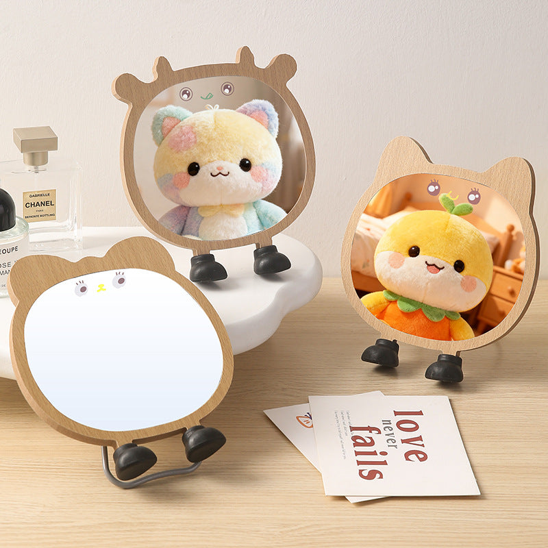 Mirror makeup mirror bedroom for homestorage dressing mirror student dormitory desktop desktop home wooden rotate mirror