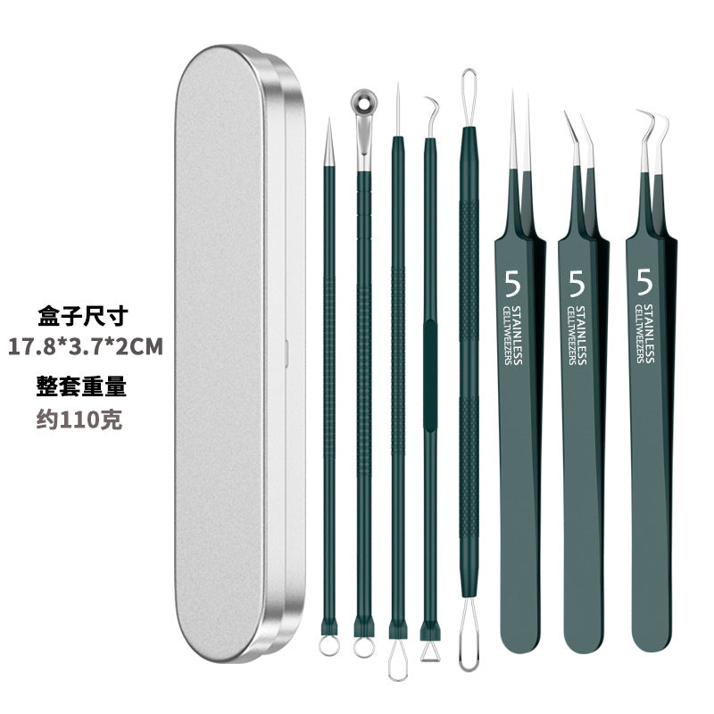 Factory direct stainless steel blackhead remover kit - includes blackhead extractor, pimple popper, and acne treatment tools