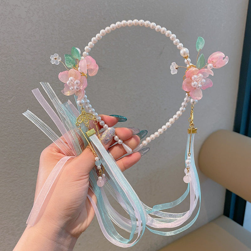 Hanfu headwear kids chinese ancient style elegant hairband girl elegant tassel ancient costume little girl short hair lazy hair accessories