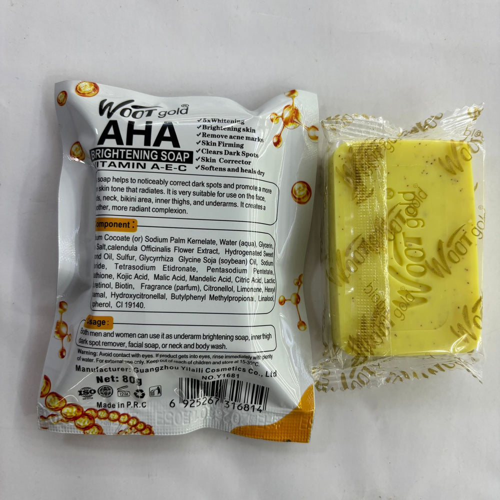 export bagged 90% aha gold soap, vitamin aec, for a radiant and clear complexion, cleansing and rejuvenating soap, 80g