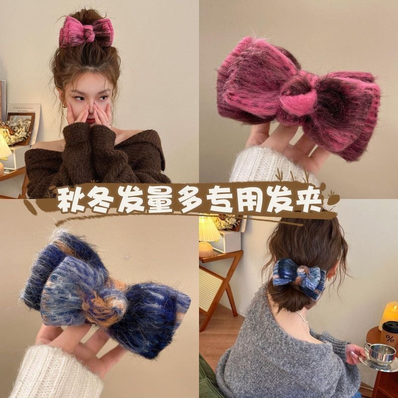 Fabric knittingbows hairpin korean style sweeteasiest for match back of head clip niche styleclassy hair accessories headwear for women